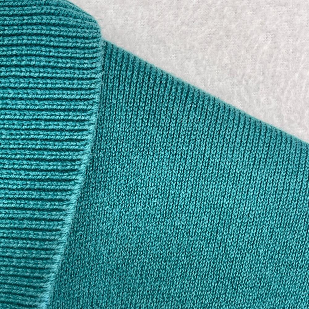 LL BEAN Sweater Womens M Polo Jumper Long Sleeve Pullover Cotton Green VTG USA - Picture 7 of 11